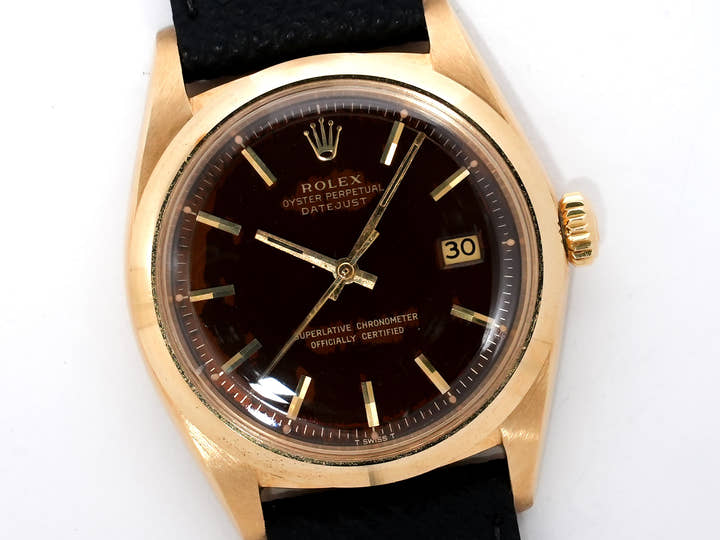 ロレックス デイトジャスト Ref.1600 イエローゴールド ブラウンミラー文字盤 中古 riecx9e5