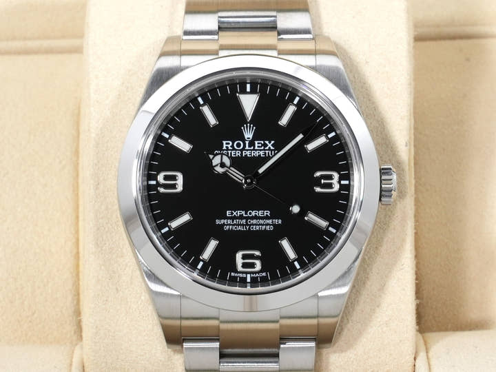 ロレックス エクスプローラーI Ref.214270 ステンレススチール ブラック文字盤 オイスターブレスレット 美品 gznksd8z