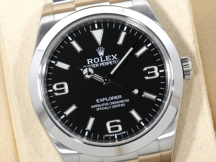 ロレックス エクスプローラーI Ref.214270 ステンレススチール ブラック文字盤 オイスターブレスレット 美品 gznksd8z