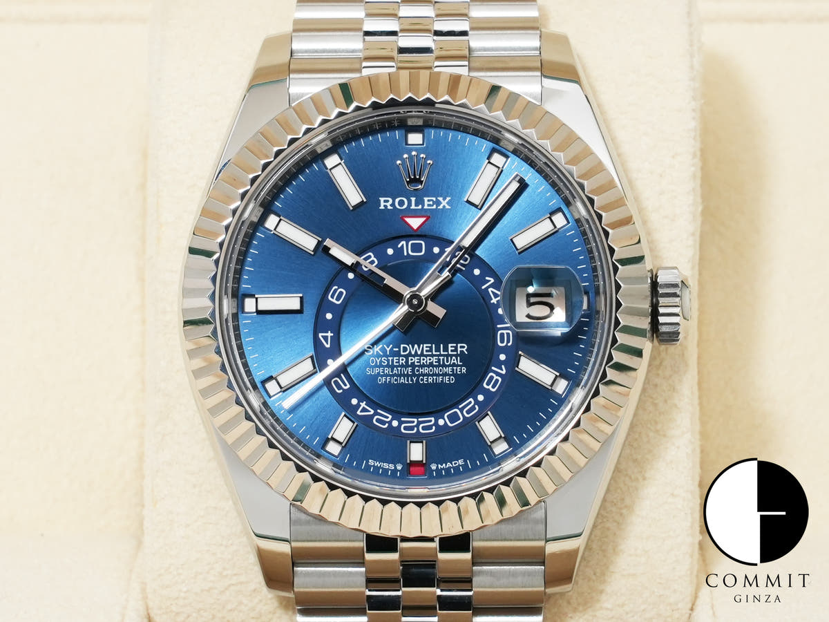 ロレックス スカイドゥエラー Ref.336934 ステンレススチール/ホワイトゴールド ブルー文字盤 ジュビリーブレスレット 美中古 ibp9m4ze