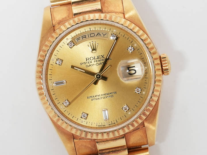 ROLEX Day-Date 36 Ref.18238A Yellow Gold Champagne Dial with 10-point Diamonds Pre-owned iewuoydc
