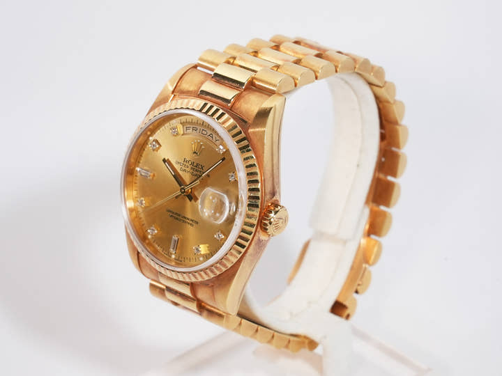 ROLEX Day-Date 36 Ref.18238A Yellow Gold Champagne Dial with 10-point Diamonds Pre-owned iewuoydc