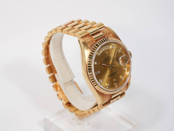 ROLEX Day-Date 36 Ref.18238A Yellow Gold Champagne Dial with 10-point Diamonds Pre-owned iewuoydc