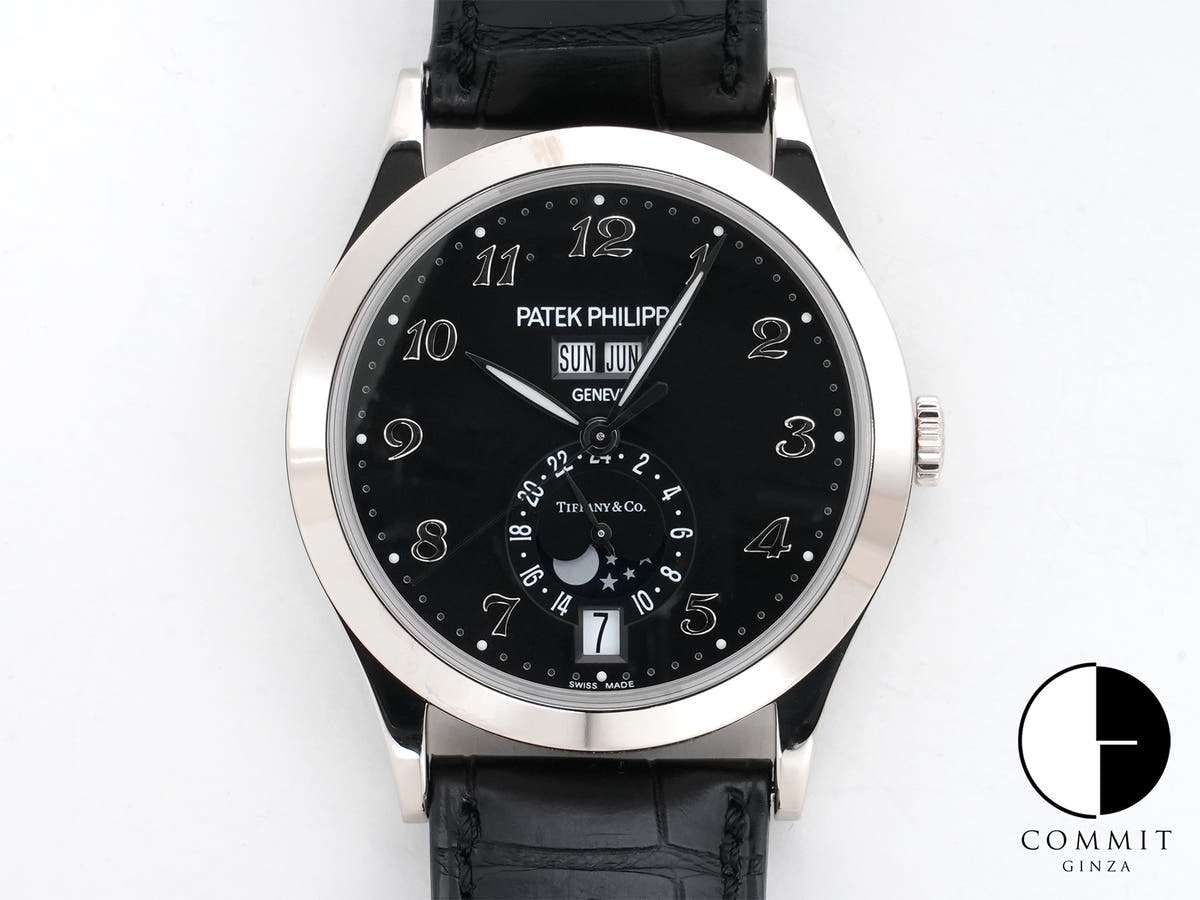 パテックフィリップ アニュアルカレンダー ムーンフェイズ TIFFANY&CO. Ref.5396G-012 ホワイトゴールド ブラック文字盤 美中古 9jovmryy
