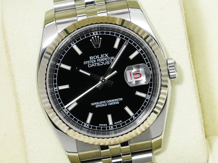 ロレックス デイトジャスト36 Ref.116234 ステンレススチール/ホワイトゴールド ブラック文字盤 ジュビリーブレスレット 中古 h4ajcytx