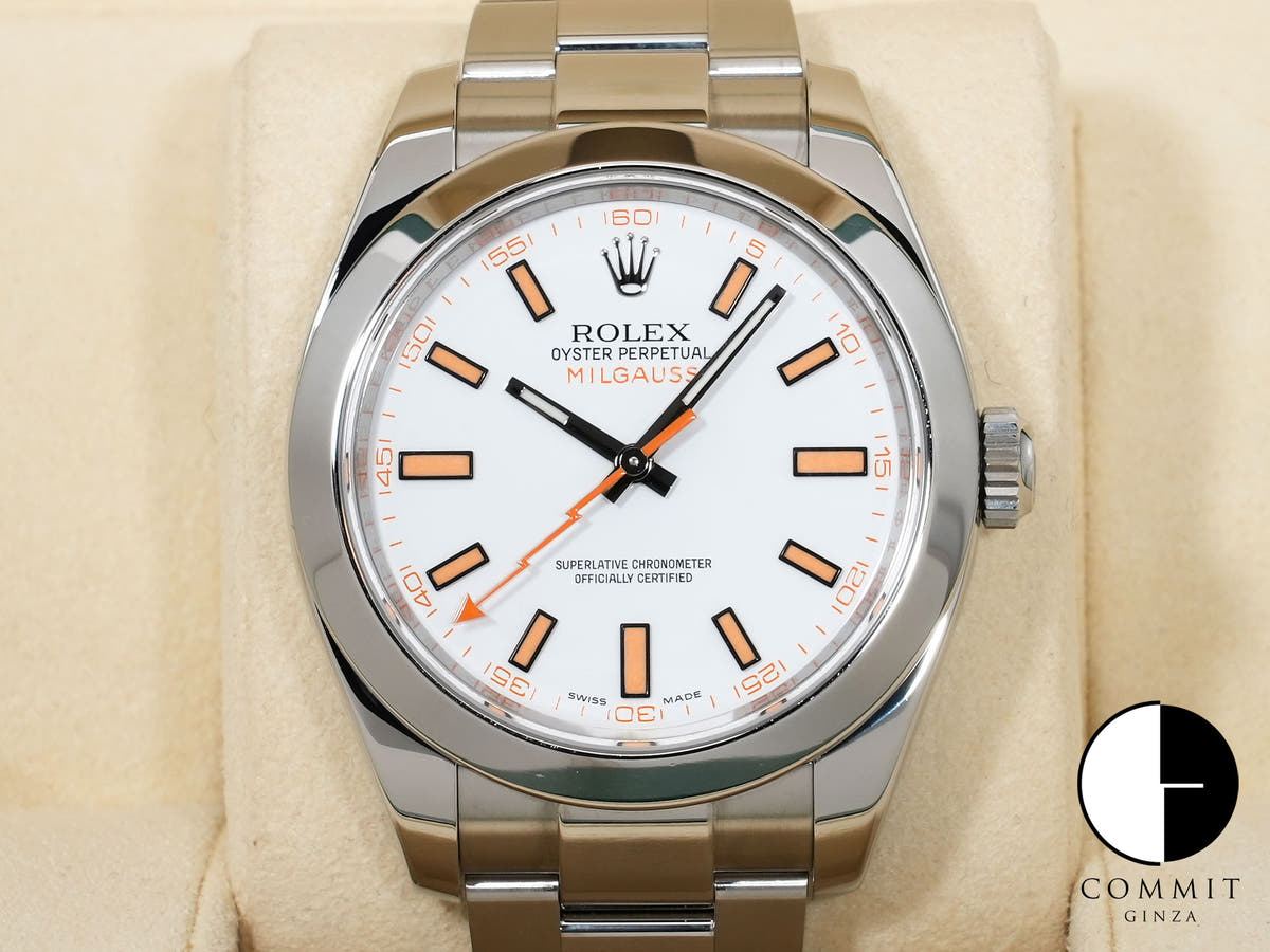 ロレックス ミルガウス Ref.116400 ステンレススチール ホワイト文字盤 中古 dgkwfyqy