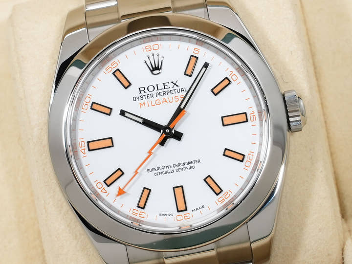 ロレックス ミルガウス Ref.116400 ステンレススチール ホワイト文字盤 中古 dgkwfyqy