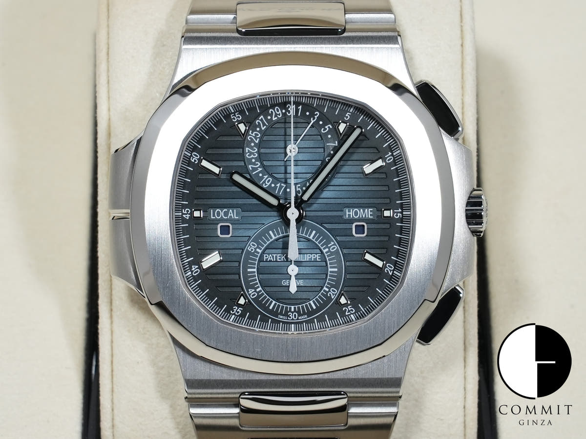 Patek Philippe Nautilus Travel Time Chronograph Ref.5990/1A-011 Stainless Steel Blue Sunburst Dial Unused gv2f58qq