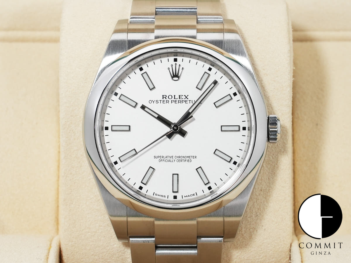 Rolex Oyster Perpetual 39 Ref. 114300 Stainless Steel White Dial Excellent Used Condition vouqv2rb