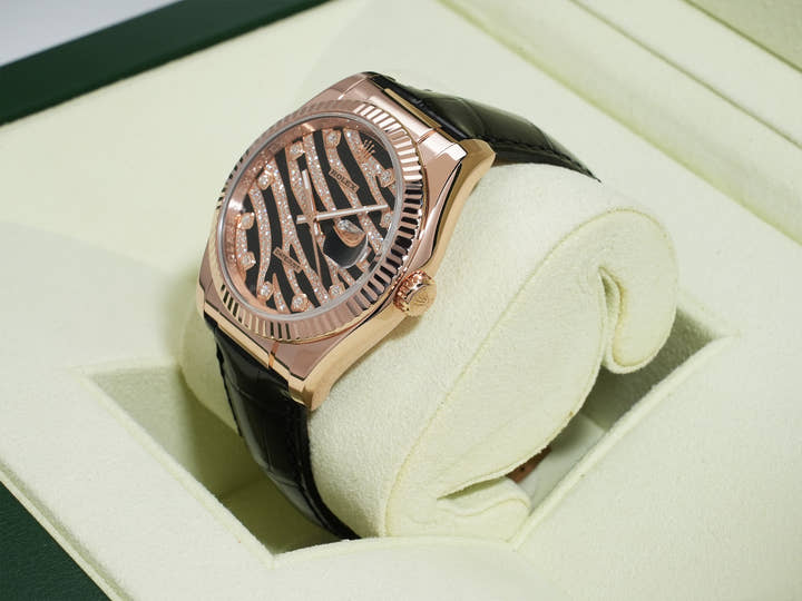 Rolex Datejust Zebra 36 Ref. 116135 Pink Gold Black/Diamond Dial Excellent Condition dyp9sdqb