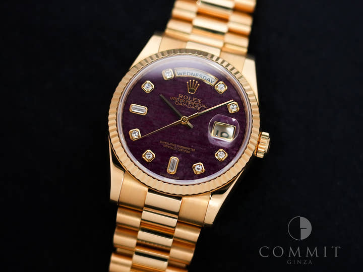 Rolex Day-Date 36 Ref. 118238A Yellow Gold Rubellite Dial Used 9ajwjrhf