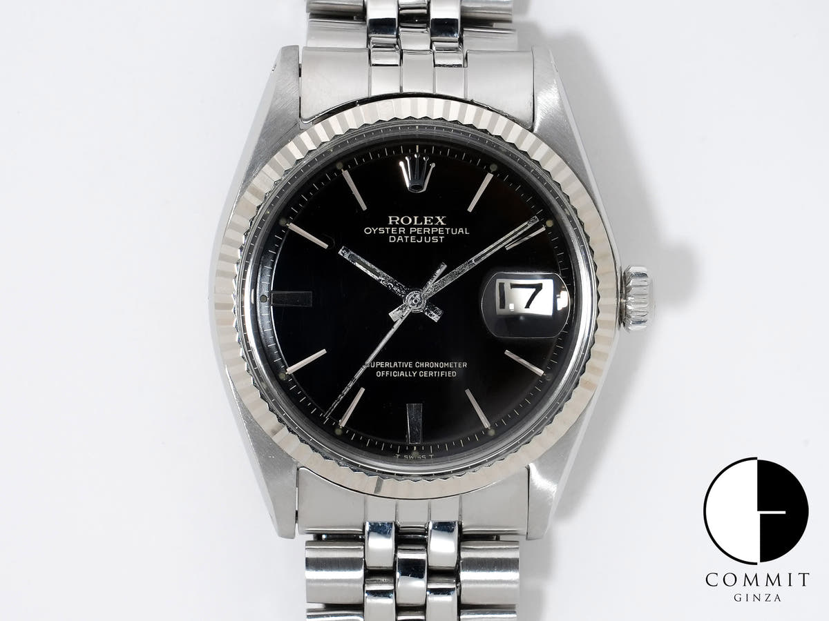 Rolex Datejust Ref. 1601 Stainless Steel/White Gold Black Mirror Dial Used eb6hapj8