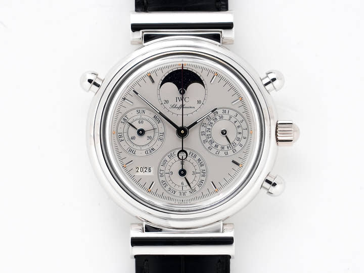 IWC Da Vinci Perpetual Calendar Chronograph Rattrapante Ref. IW3751 Platinum Silver Dial Excellent Used bbf3xqgz