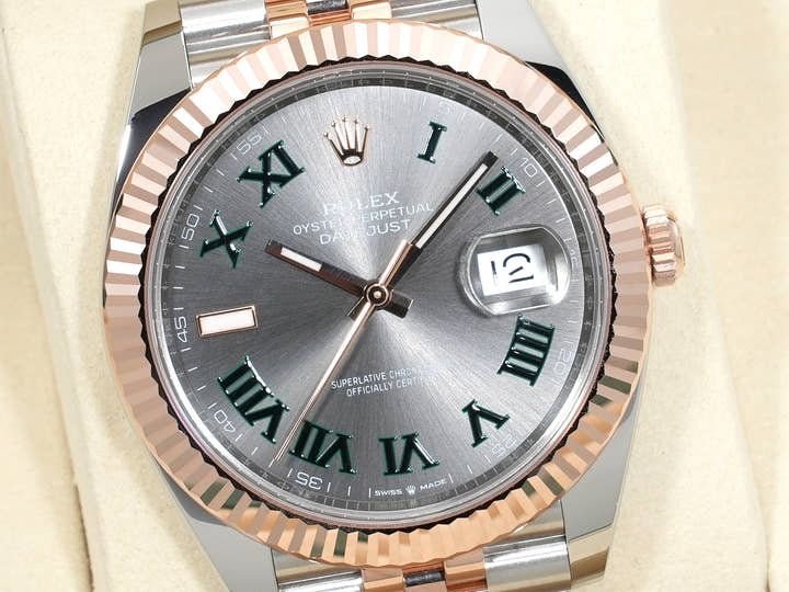 Rolex Datejust 41 Ref. 126331 Stainless Steel/Everose Gold Slate Roman Dial Jubilee Bracelet Used fhujomwu