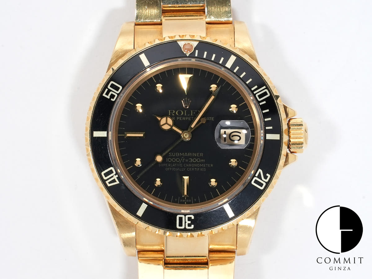 Rolex Submariner Date Ref.16808 Yellow Gold Black Dial Used kz6xee68