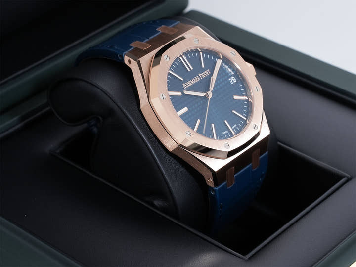 Audemars Piguet Royal Oak Ref.15510OR.OO.D315CR.02 Pink Gold Blue Dial Unused 4aooh9bz
