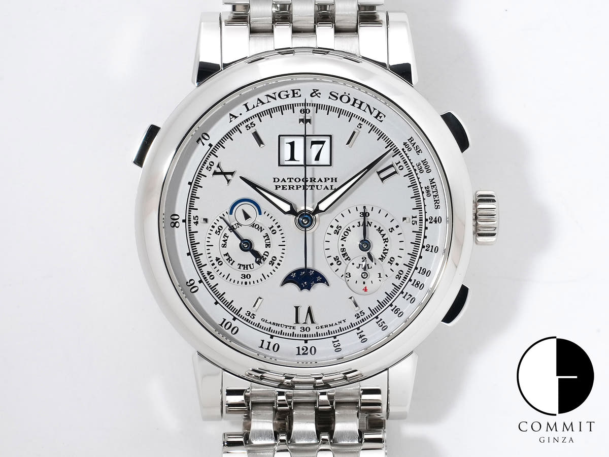 A. Lange & Söhne Datograph Perpetual Calendar Ref. 410.025 Platinum Silver Dial Excellent Condition qscrwm7e