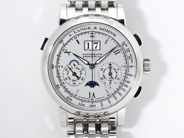 A. Lange & Söhne Datograph Perpetual Calendar Ref. 410.025 Platinum Silver Dial Excellent Condition qscrwm7e