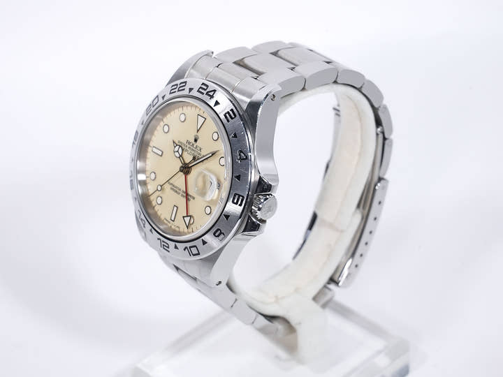ロレックス エクスプローラーII Ref.16550 ステンレススチール アイボリー文字盤 オイスターブレスレット 中古 nau83tny