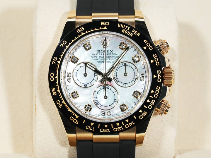 ロレックス デイトナ Ref.116518LNNG イエローゴールド ホワイトシェルx8Pダイヤ文字盤 美品 uceyokvi