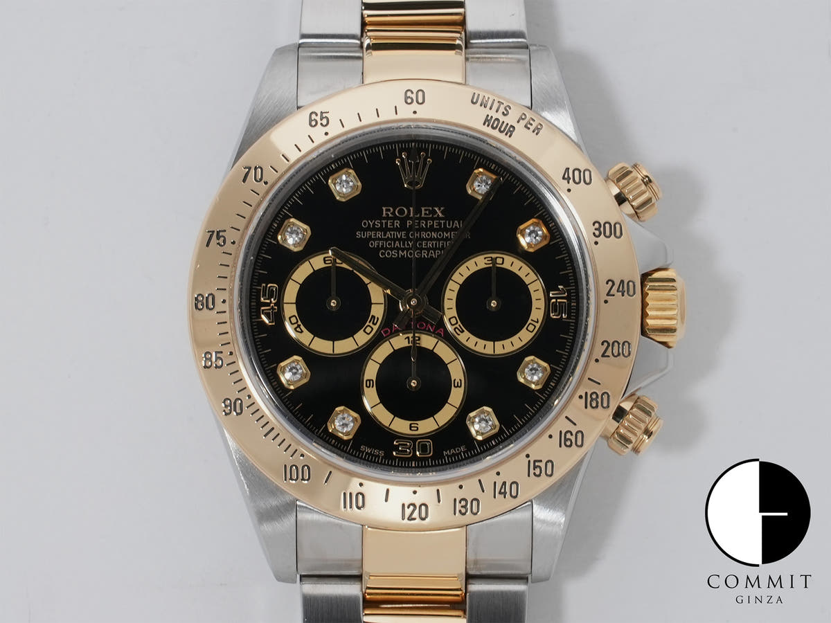 ロレックス デイトナ エルプリメロ Ref.16523G ステンレススチール/イエローゴールド ブラック文字盤 中古 hm97dqev