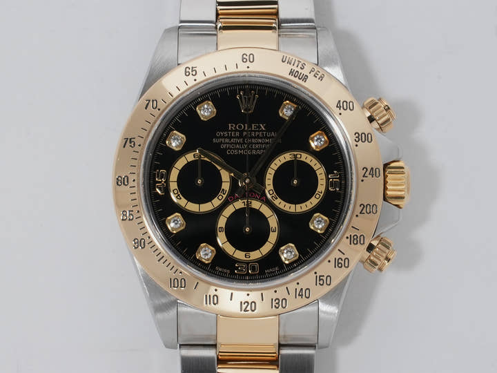 ロレックス デイトナ エルプリメロ Ref.16523G ステンレススチール/イエローゴールド ブラック文字盤 中古 hm97dqev