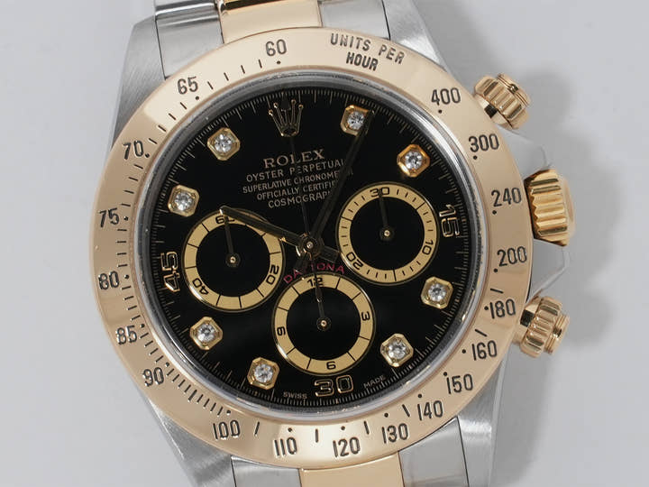 ロレックス デイトナ エルプリメロ Ref.16523G ステンレススチール/イエローゴールド ブラック文字盤 中古 hm97dqev