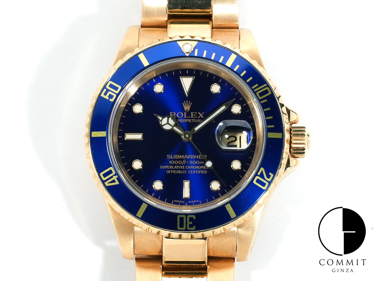 ロレックス サブマリーナー デイト Ref.16618 イエローゴールド ブルー文字盤 中古 xej7ygae