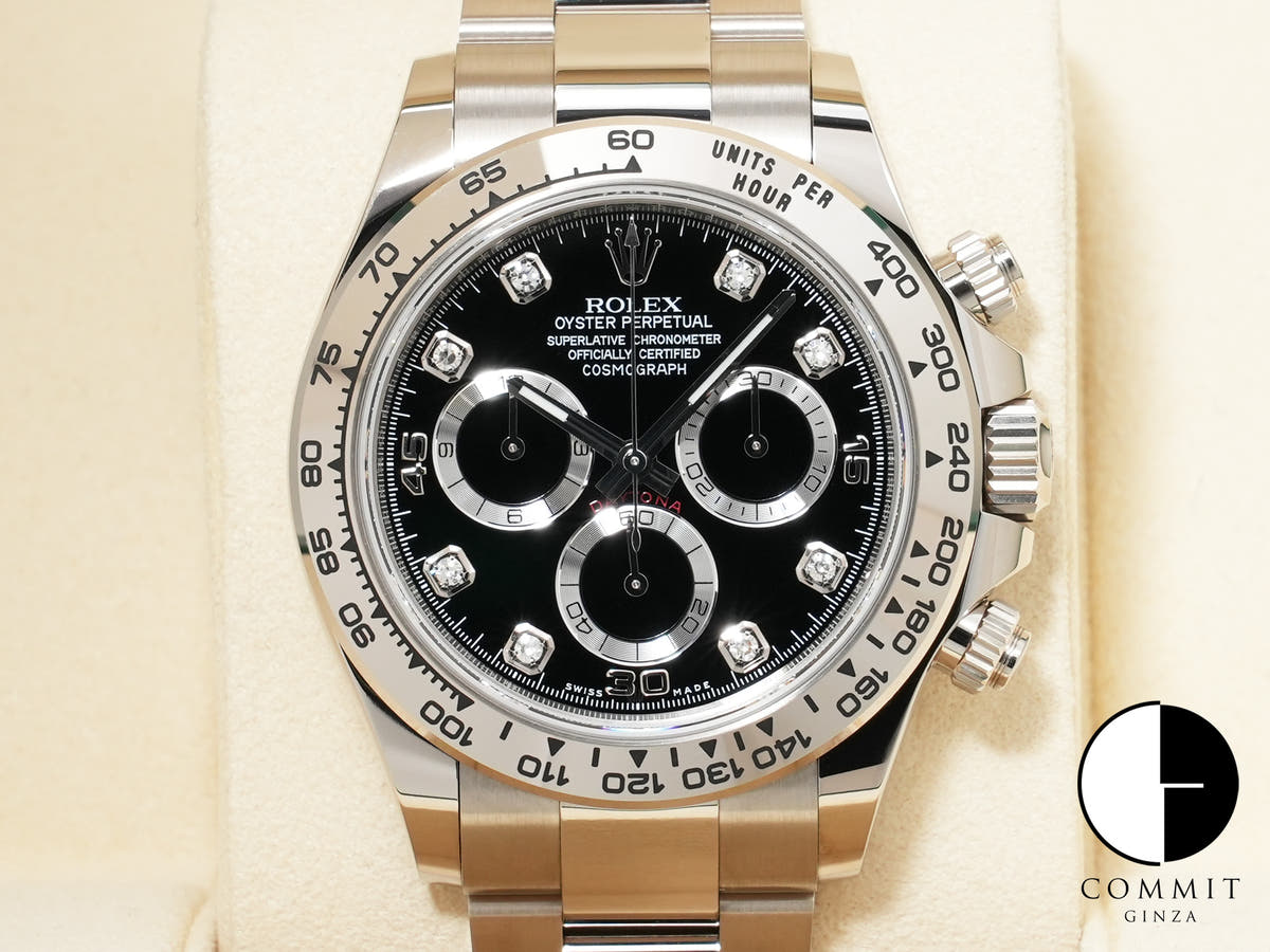 ロレックス デイトナ Ref.116509G ホワイトゴールド ブラックx8Pダイヤ文字盤 美中古 p3qb3zhh