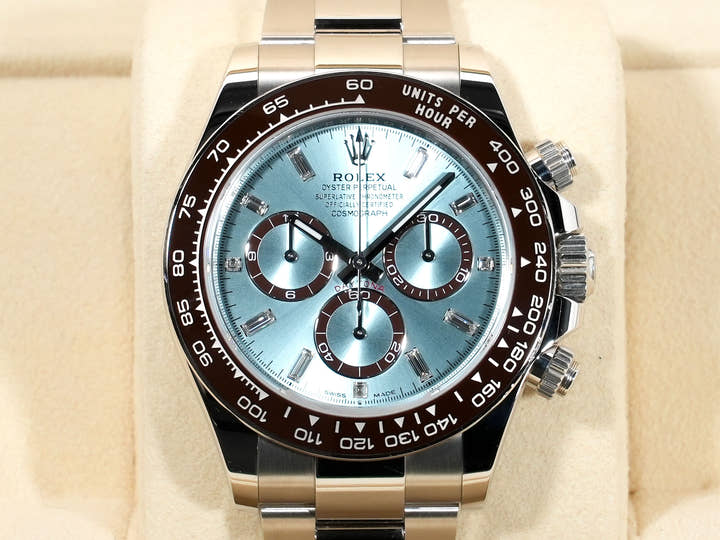 Rolex Daytona Ref. 126506A Platinum Ice Blue x 11P Diamond Dial Used x8zof2tt