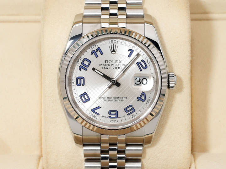 Rolex Datejust 36 Ref. 116234 Stainless Steel/White Gold Silver Arabic Dial Used ux5r2k4a