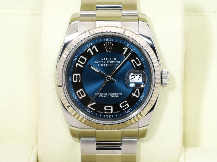 Rolex Datejust 36 Ref. 116234 Stainless Steel/White Gold Blue Arabic Dial Pre-owned b8snzn4o