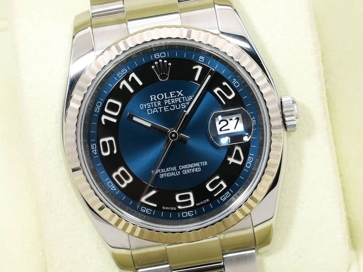 Rolex Datejust 36 Ref. 116234 Stainless Steel/White Gold Blue Arabic Dial Pre-owned b8snzn4o