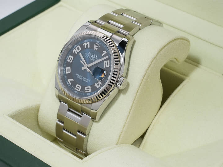 Rolex Datejust 36 Ref. 116234 Stainless Steel/White Gold Blue Arabic Dial Pre-owned b8snzn4o