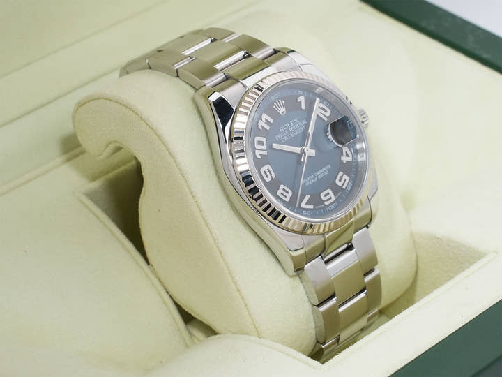 Rolex Datejust 36 Ref. 116234 Stainless Steel/White Gold Blue Arabic Dial Pre-owned b8snzn4o