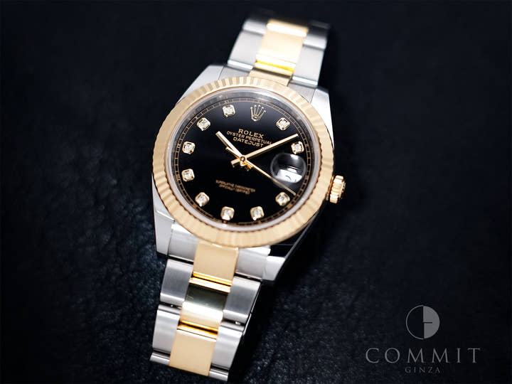 ROLEX Datejust 41 Ref.126333G Stainless Steel/Yellow Gold Bright Black x 8P Diamond Dial Oyster Bracelet Excellent Used Condition p6o5fdqf