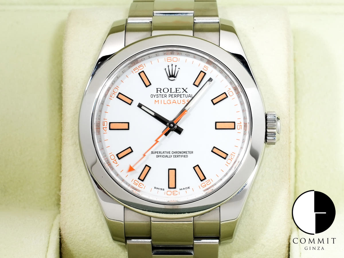 ロレックス ミルガウス Ref.116400 ステンレススチール ホワイト文字盤 中古 wxmhdsq8