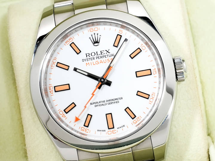 ロレックス ミルガウス Ref.116400 ステンレススチール ホワイト文字盤 中古 wxmhdsq8