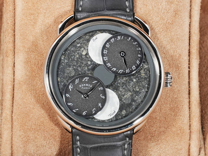 Hermès Arceau L'Heure de la Lune Ref.W056744WW00 White Gold Meteorite Dial Excellent Used Condition 4cuo3pg3