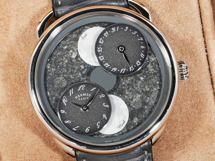 Hermès Arceau L'Heure de la Lune Ref.W056744WW00 White Gold Meteorite Dial Excellent Used Condition 4cuo3pg3