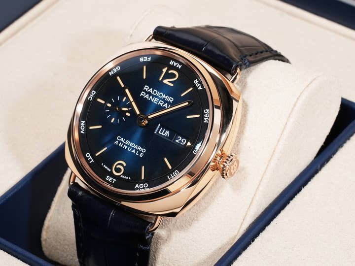 Panerai Radiomir Annual Calendar Goldtech Ref. PAM01363 Polished Panerai Goldtech Blue Dial Excellent Used Condition oxs3qgsk
