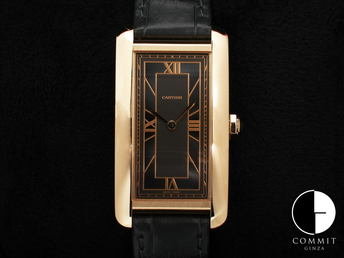 Cartier Tank Américaine LM Ref. WGTA0295 Yellow Gold Black Dial Excellent Condition spo8zdd2