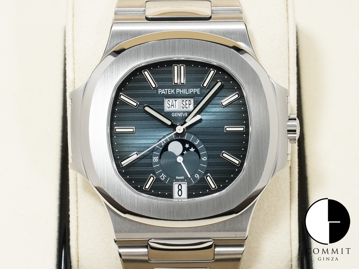 Patek Philippe Nautilus Annual Calendar Moon Phase Ref. 5726/1A-014 Stainless Steel, Blue, Black-Gradation Dial, Unused 96s5cw2p