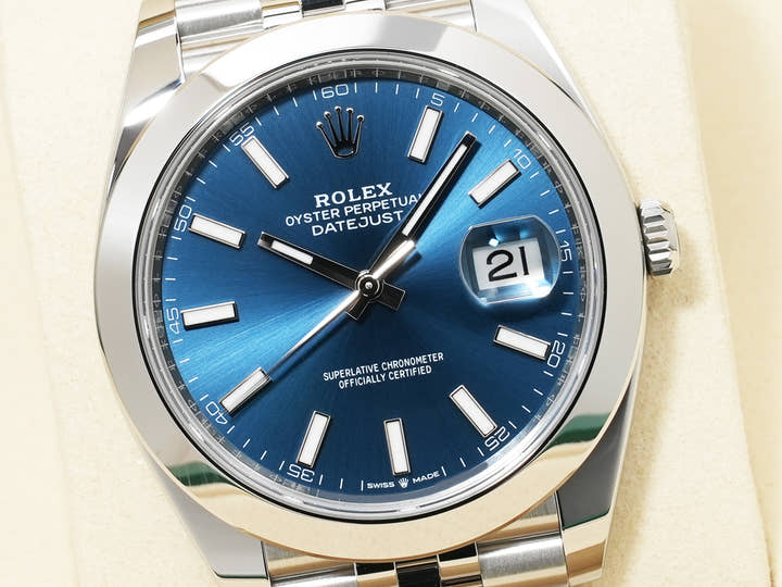 ロレックス デイトジャスト41 Ref.126300 ステンレススチール ブライトブルー文字盤 ジュビリーブレスレット 中古 2ue5igdi