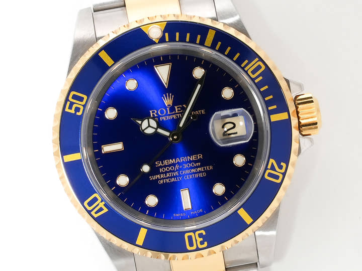 ロレックス サブマリーナー デイト Ref.16613 ステンレススチール/イエローゴールド ブルー文字盤 中古 h9x6fznm