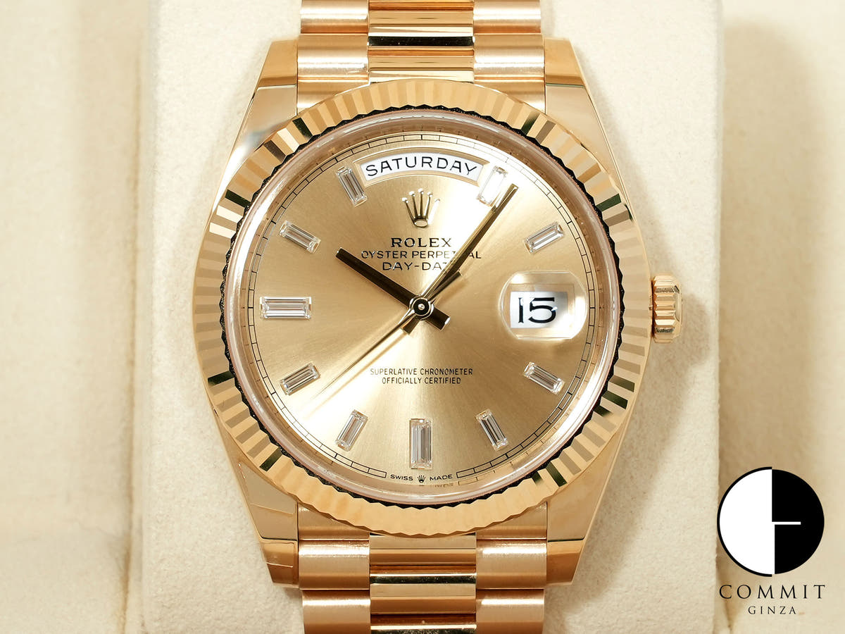 ロレックス デイデイト40 Ref.228238A イエローゴールド シャンパンゴールドx10Pバケットダイヤ文字盤 美中古 umwez8x8