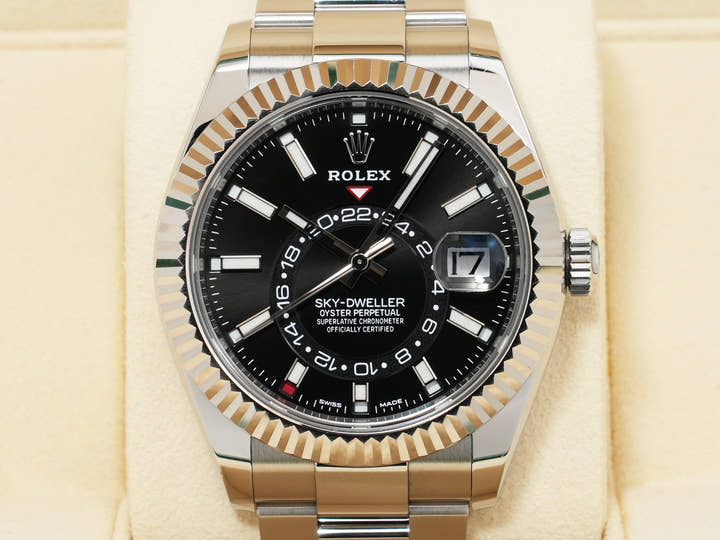 ロレックス スカイドゥエラー Ref.326934 ステンレススチール/ホワイトゴールド ブラック文字盤 オイスターブレスレット 中古 3dt584ut