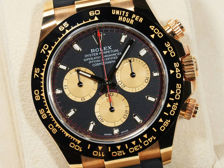 ROLEX Daytona Ref. 116518LN Yellow Gold Black x Champagne Dial Used 9x98r6wz