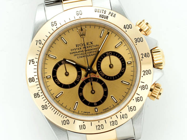 ロレックス デイトナ エルプリメロ Ref.16523 ステンレススチール/イエローゴールド シャンパン文字盤 中古 c8t63j2w