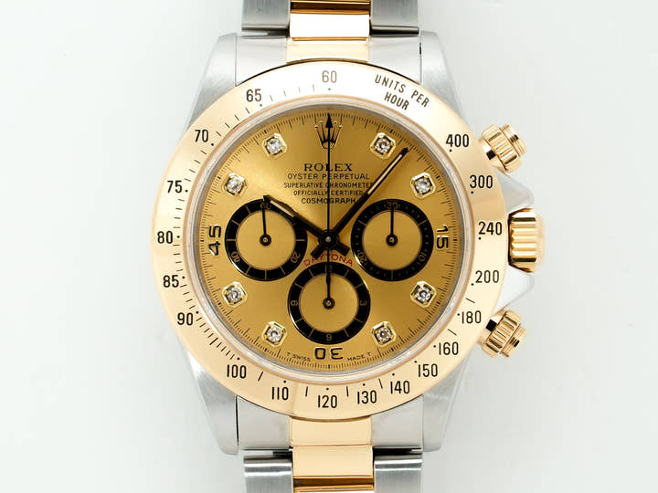 ロレックス デイトナ エルプリメロ Ref.16523G ステンレススチール/イエローゴールド シャンパン×8Pダイヤ文字盤 中古 75jx4tgm